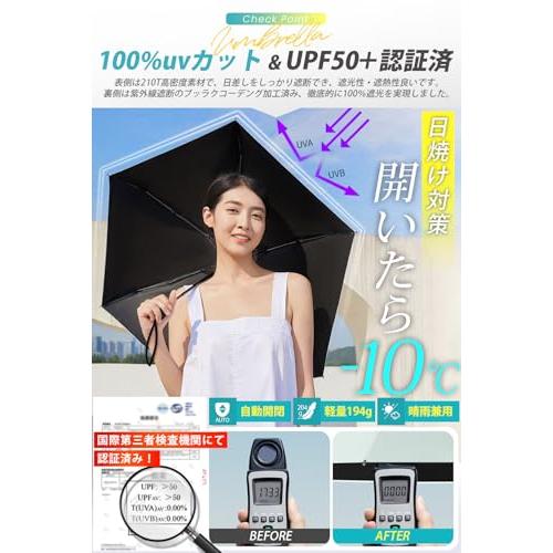 194g超軽量・風に強い高強度アルミ製傘骨 日傘 uvカット 折り畳み UPF50＋認証済み・ワンタッチ自動開閉・錆が発生しにくい 折りたたみ傘 |  | 01