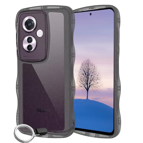 OPPO Reno11 A ケース クリアブラック ウェーブ TPU波状のバンパー 半