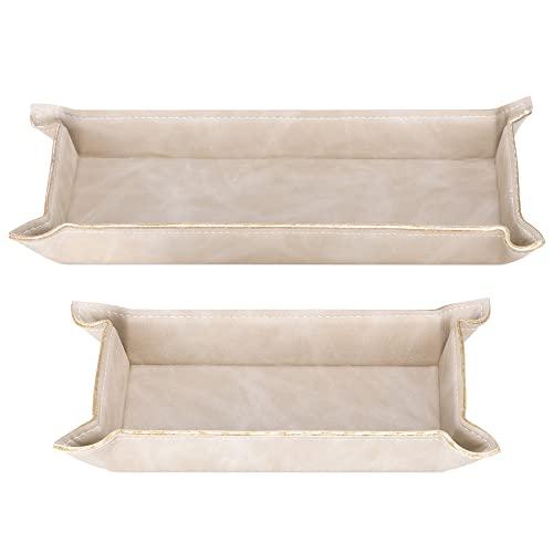 Navaris レザートレイ 2個セット 小物入れ トレー - ジュエリートレイ アクセサリー 鍵置き 卓上 アンティーク - 長方形 北欧雑貨 |  | 02