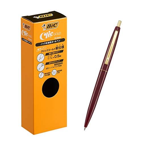 Bicジャパン ビック(Bic) ボールペン クリックゴールド 0.5 油性 黒 なめらか バーガンディー軸 12本 CFCGBUR05BLKJ | 