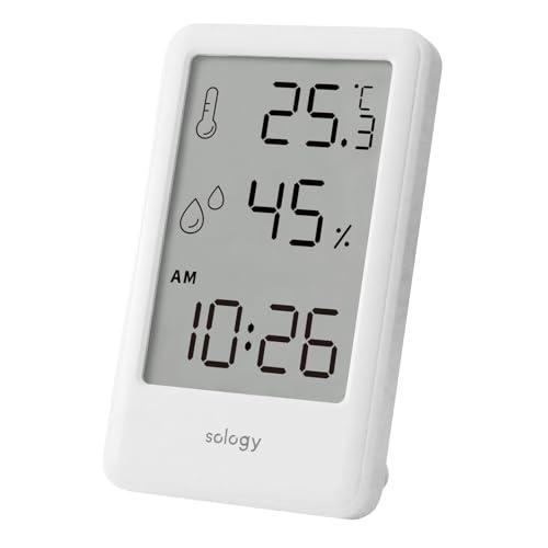sology(ソロジー) 温湿度計 熱中症対策 デジタル 小型 時計 アラーム付 温度計 湿度計 ミニ 室内 見やすい 卓上 壁掛け 暑さ対策 | 