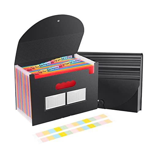 Homdolaser ドキュメントスタンド A4 ドキュメントファイル 25ポケット アコーディオンファイル 書類収納ケース 色別ファイリング | 