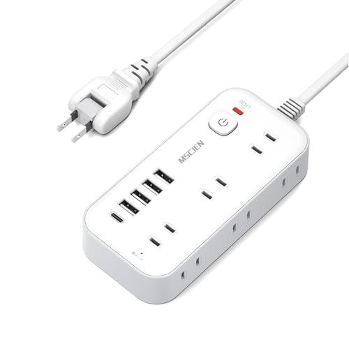 エムサインMscien 延長コード 1m 電源タップ usb付き コンセントタップ タコ足配線 テーブルタップ 電源コード 6個AC口 4個US | 
