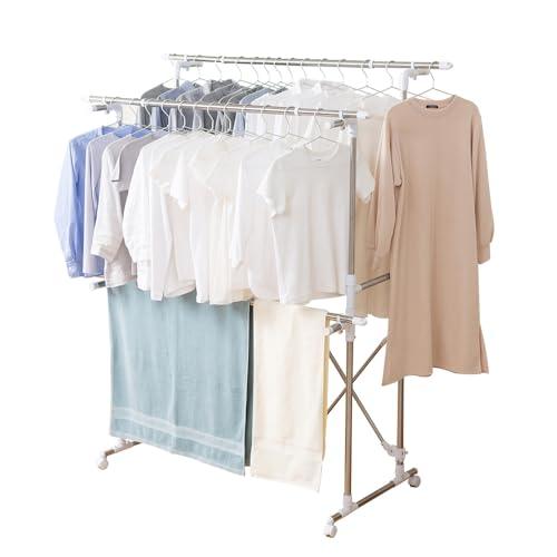 アイリスオーヤマ 樹脂 組み立て簡単たっぷり物干し 室内物干し 伸縮・大容量 H-MH1518N シルバー 大容量サイズ | 