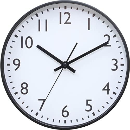 不二貿易(Fujiboeki) 掛け時計 幅25×奥行4×高さ25cm ブラック 静音式 連続秒針 シンプル 37858 小型 | 