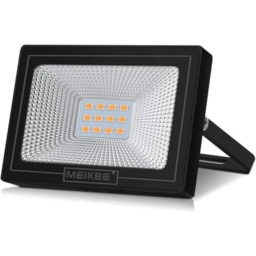 MEIKEE led 投光器 作業灯 看板灯 10W 電球色 集魚灯 駐車場灯 省エネ 高輝度 豪雨対応 工場 IP66防水 体育館用 倉庫照明 | 