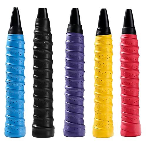 DFsucces グリップテープ テニス バドミントン 5本入 ラケット用グリップテープ 滑り止め 衝撃吸収 吸汗 多孔型 通気性 超吸収タイプ | 