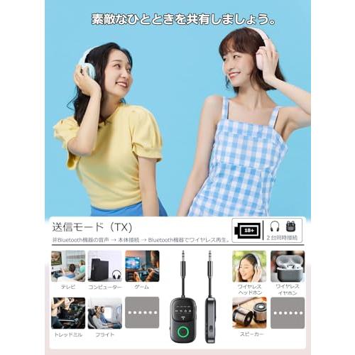 Bluetooth 5.4 トランスミッター ＆ レシーバー 2-in-1 送受信両対応 CDクオリティ LEDディスプレイ 2台同時接続 18 |  | 02
