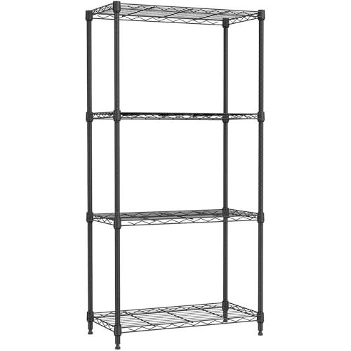 IZEUK スチールラック 4段 高さ伸縮メッシュ 収納棚 防錆加工 パイプ棚 スリム ポール径19.1mm パーツ対応 全体耐荷重390kg | 