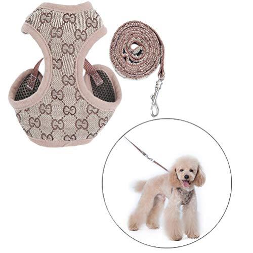 犬ハーネスメッシュ小中型犬ナイロンペ ット胴輪（Size : M) 通気可調節猫用首輪かわいい 子犬用調整なソフトメッシュベストハーネスリード | 