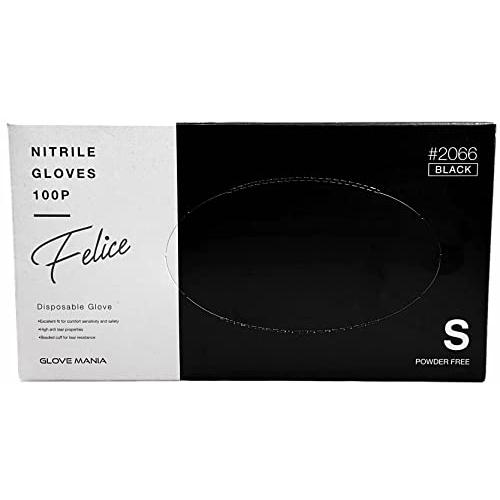Felice(フェリーチェ) ニトリルグローブ 黒 ブラック 粉無し 100枚入 食品衛生法適合 (Sサイズ 長230ｘ幅86mm) | 