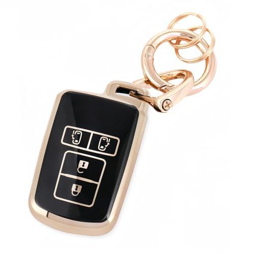 [HOYZE] ノア 80系キーケース ヴォクシー80系キーカバー 可愛い 車スマートキーケース キーホルダー キーシェル (ゴールドブラック) | 