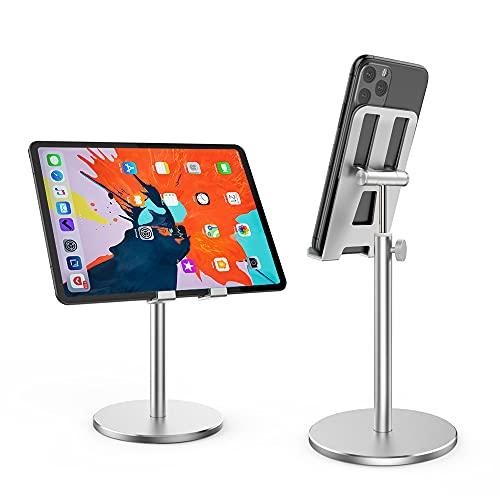 ZEKOO スマホスタンド 卓上 高さと角度調整 アルミ 携帯 タブレット両用 伸縮 スタンド スマホデスク置き 滑り止め 安定性耐久性 シリコ | 