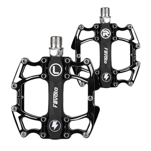 Favoto 自転車 ペダル 高強度アルミ合金製 9/16インチ 14個の滑り止めピン付き リフレクター付き トリプルシールドベアリング 防塵カ | 