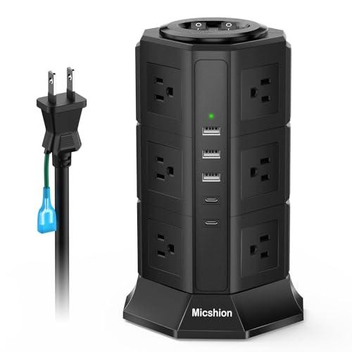 電源タップ タワー型 5個USBポート (2個USB-C+3個USB-Aポート) 12個