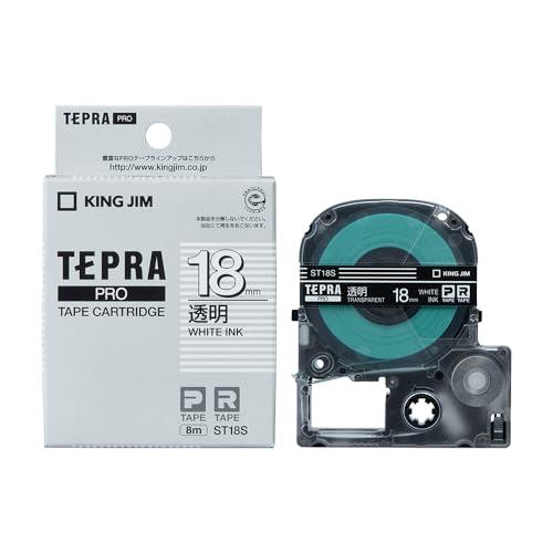 純正 キングジム(Kingjim) テプラPROテープカートリッジ 18mm 透明ラベル/白文字 長さ8m ST18S | 