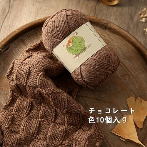YINKE コットンヤーン 毛糸 40g玉巻(約130m)10色セット かぎ針編み 編み物 小物 デコレーション (ブラウン) |  | 02