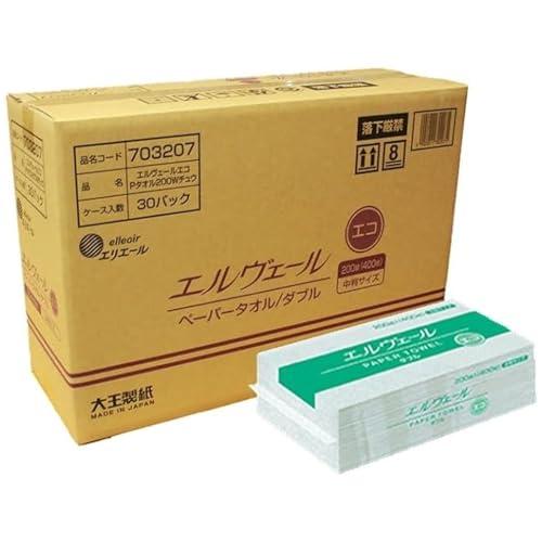 エリエール ケース販売エルヴェール ペーパータオル エコダブル 中判 200組(400枚)×30袋 白 | 