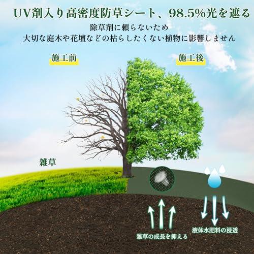XiaZ 防草シート1×30M 130g/m2高耐久性不織布 雑草防止シート 固定ピン70本と黒丸70枚 高透水性 厚手除草シート 紫外線劣化防 |  | 02