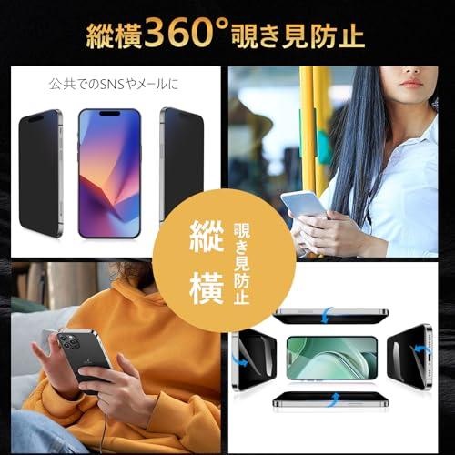 360°覗き見防止iPhone 16 Pro Max ガラスフィルム 覗き見防止 360