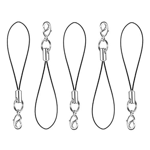 HiSumato カニカン付ストラップ紐 携帯 アクセサリー パーツ 部品 金具 (黒30本(カニカン付)) | 