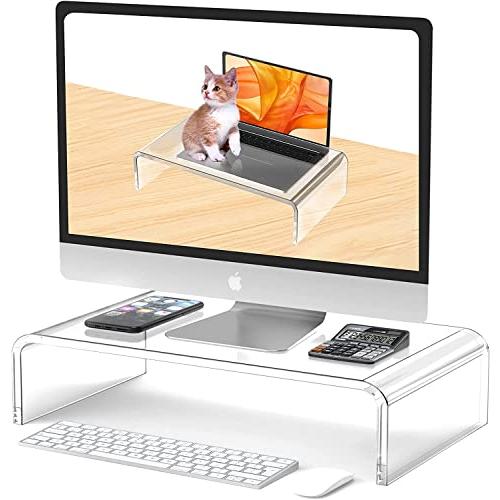 hengshao モニター台 モニタースタンド アクリル ディスプレイ台 パソコンスタンド PCスタンド プリンタ台 机上台 キーボード収納 省 | 