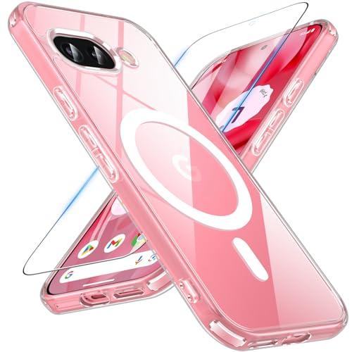 OWKEY Google Pixel 9a ケース ガラスフィルム付き・MagSafe対応 透明