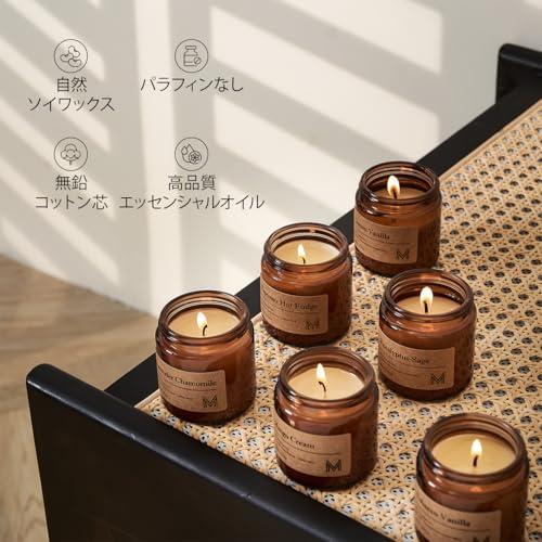 M&SENSE アロマキャンドル 6セット ミニ 蓋付き 花の香り バニラ