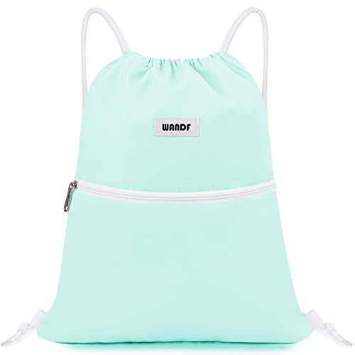 [WANDF] ジムサック ナップサック 巾着 シューズ収納 防水 軽量 水泳 部活 運動 旅行 (A-Mint Green)… | 