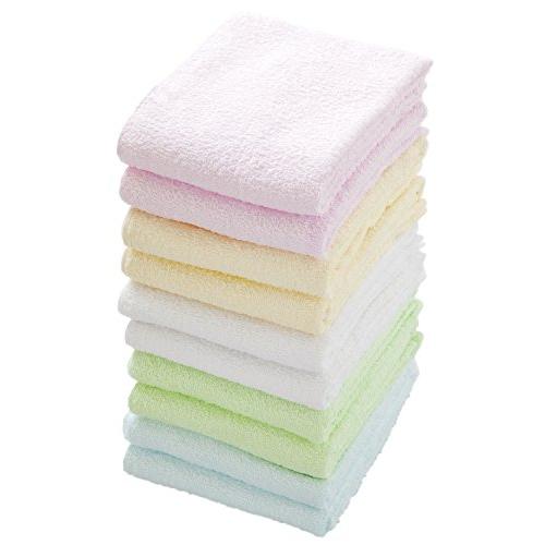 Kosugizen フェイスタオル 徳用カラータオル 5色各2枚入 34×80cm 乾きやすい薄手タイプ まとめてお得 10枚セット SV-770 | 