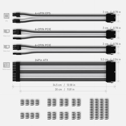 EZDIY-FAB PC用スリーブケーブル GPU/CPU用pc電源 ATX 3.0/3.1規格対応