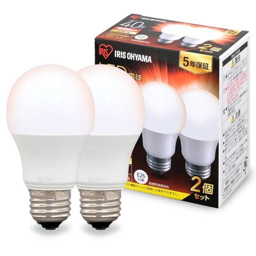 E26アイリスオーヤマ LED電球 40W形相当 電球色 口金直径26mm 広配光 2個パック 密閉器具対応 LDA4L-G-4T62P | 