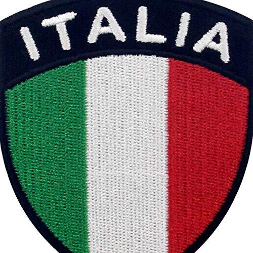 盾形イタリア国旗刺繍入りアイロン貼り付け/縫い付けワッペン |  | 01