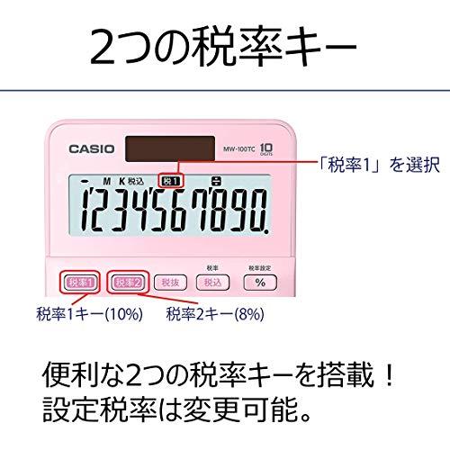 カシオ W税率電卓 10桁 税計算 ピンク ミニジャストタイプ MW-100TC-PK-N |  | 02