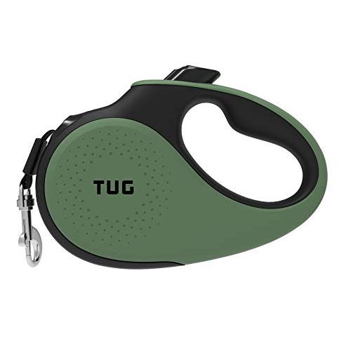 TUG 360°タングルフリー、頑丈引き込み式犬リード、スリップ防止ハンドル付き;5 m 強いナイロンテープ。片手ブレーキ、一時停止、ロック M | 
