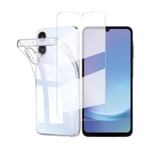 Koucfum 対応 Galaxy A25 5G ケース + ガラスフィルム 透明 ソフト SC