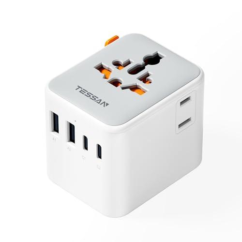 海外 変換プラグ 全世界対応 旅行用コンセント変換プラグ TESSAN A O BF Cタイプ 6台同時充電 2AC口 2USB-A 2USB- | 
