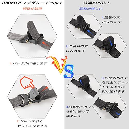 [JUKMO] 作業用ベルト メンズ タクティカルベルト ミリタリーベルト クイックリリースバックル付き (グレー M-腰の長さ 75cm-11 |  | 02