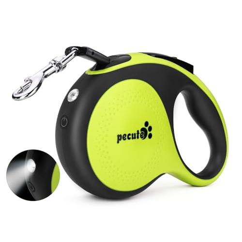 Pecute 伸縮リード LEDライト付き 引き込み式犬リード 巻き取りがスムーズで 強いナイロンテープ 一時停止 小・中・大型犬対応 荷重30 | 