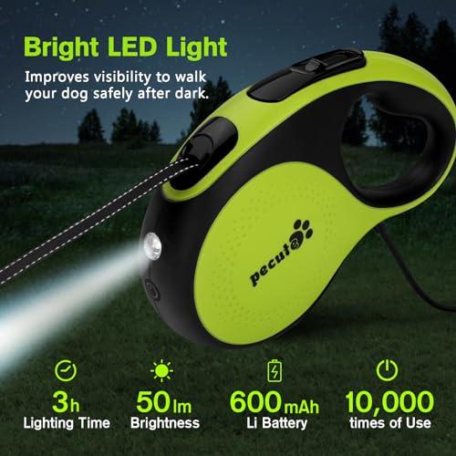 Pecute 伸縮リード LEDライト付き 引き込み式犬リード 巻き取りがスムーズで 強いナイロンテープ 一時停止 小・中・大型犬対応 荷重30 |  | 01