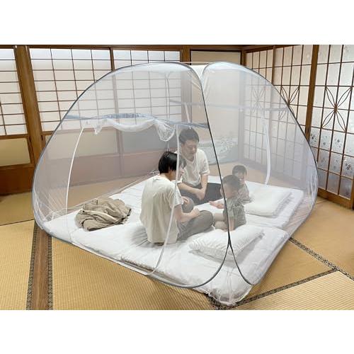 MTK 蚊帳 かや 幅250cm キング 3人用 折りたたみ 底付き ワンタッチ