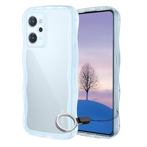 OPPO Reno9 A /Reno7 ケース ブルー ウェーブ TPU波状のバンパー 透明