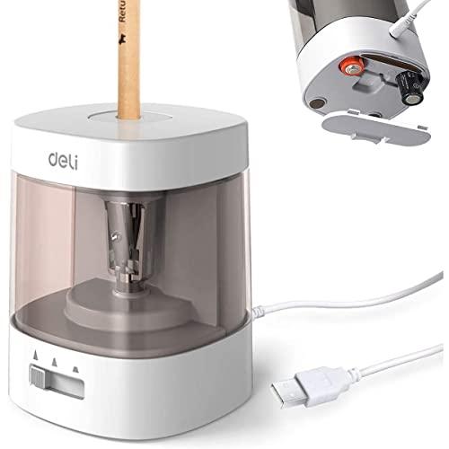 Deli 電動鉛筆削り 電動シャープナー 入学準備 6-8mm鉛筆 乾電池/USB電源供給 充電不可 デッサン鉛筆 小学生 色鉛筆 デッサン 美 | 