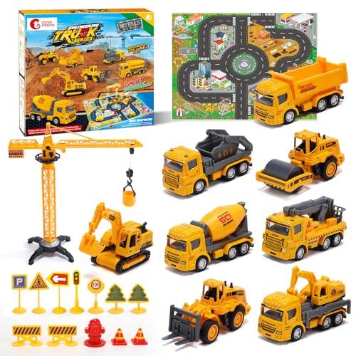 Cute Stone 建設車両 おもちゃ 車おもちゃ 22点セット 知育玩具 ショベルカー プレイマット付き 可動パーツ 作業車両 工事車両 ミ | 