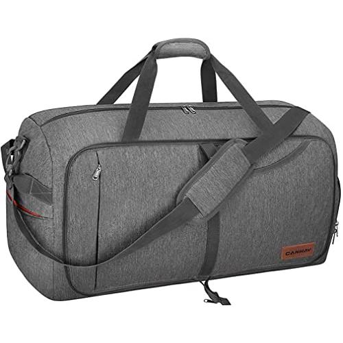 [CANWAY] ボストンバッグ 折りたたみスポーツバッグ スーツケース固定 大容量 靴収納旅行バッグ 軽量 (65L グレー 65L) | 