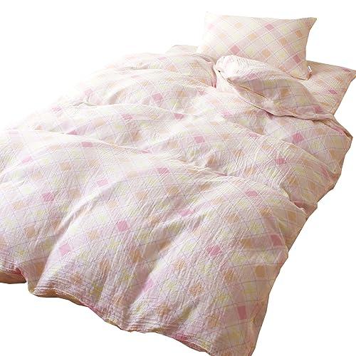 メリーナイト 掛け布団カバー 2重ガーゼ 「プレリエ」 ピンク シングルロング 約150×210cm 綿100% ふんわりやさしい肌触り 吸水性 | 