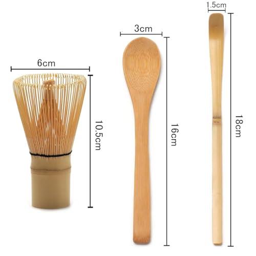 BTtime 茶せん 百本立 茶道具 3点セット 茶筌 竹製 茶杓 抹茶 粉末 泡立て器 茶道ツール 茶道用（茶筅+茶杓+茶さじ） |  | 01
