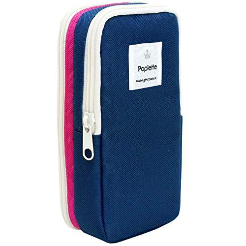 ニッケン文具 ペンケース Poplette タテヨコ ピンク×ネイビー PLP1-PN | 