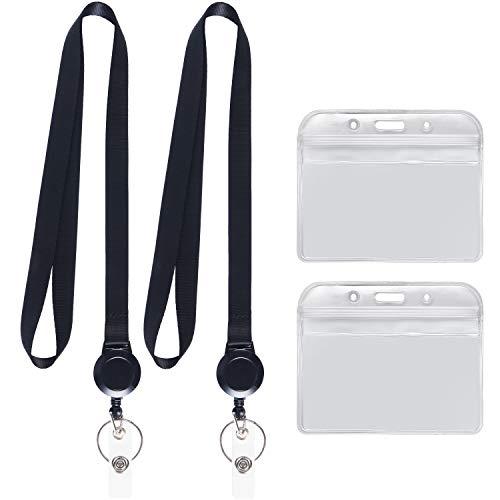 YOUOWO 名札・ホルダー 吊り下げ名札用リール IDカードホルダーネックストラップリールクリップ キーホルダー 伸びる ブラック 横 2枚セ |  | 01