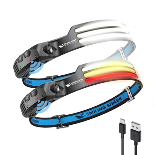 Smiling Shark 充電式 LED ヘッドライト 2023年最新款・PSE??・白、黄